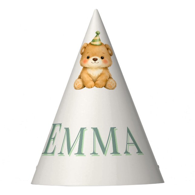 Chapéu De Festa Onederful Bear First Birthday Party Hat (Frente)