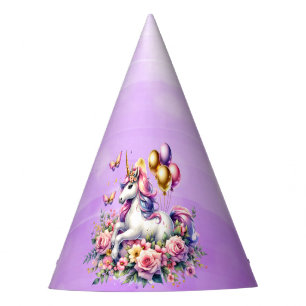 Chapéu De Festa Ontem bonito rosa, roxo e Dourado Unicórnio