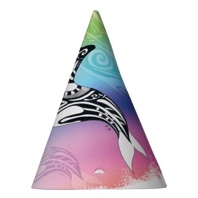 Chapéu De Festa Orca Whale Rainbow Arte Tribal (Direita)