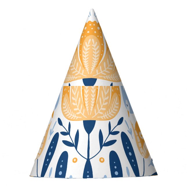 Chapéu De Festa Ornamento Floral de Arte Folclórica Escandinava (Frente)