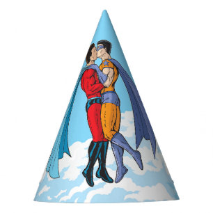 Chapéu De Festa Os dois super-heróis de Slipperyjoe beijando perso