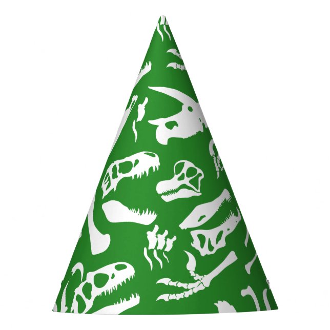 Chapéu De Festa Ossos de dinossauro (verde) (Frente)