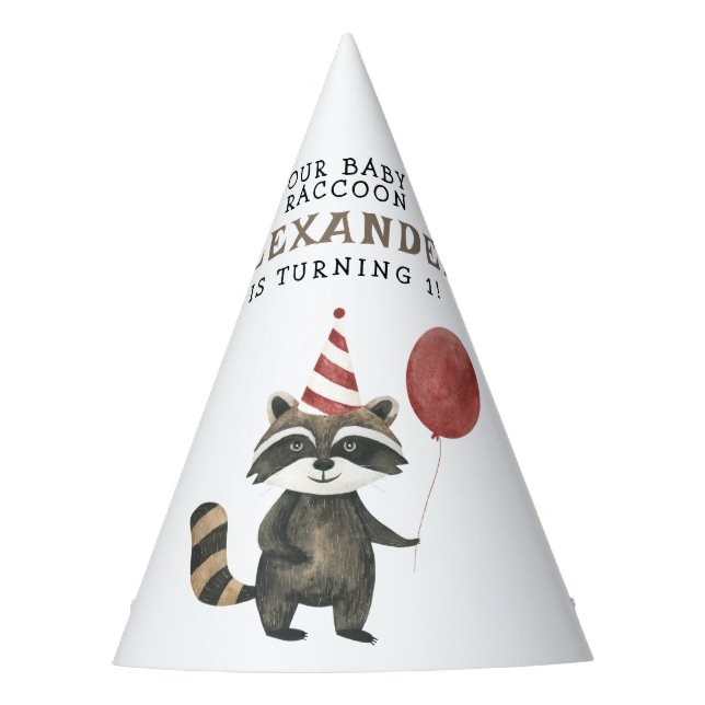Chapéu De Festa Our Baby Raccoon 1st Birthday  (Frente)