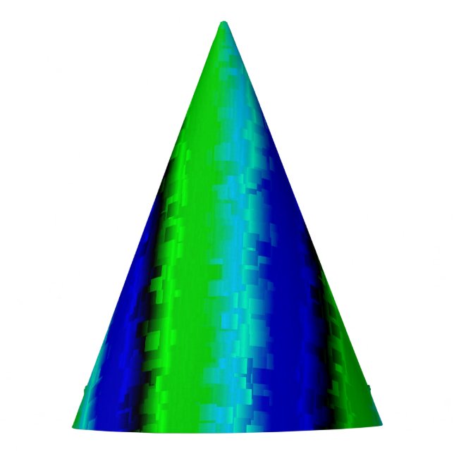 Chapéu De Festa Padrão arco-íris 3D abstrato azul verde (Frente)