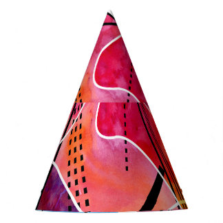 Chapéu De Festa Padrão Branco Preto abstrato Watercolor