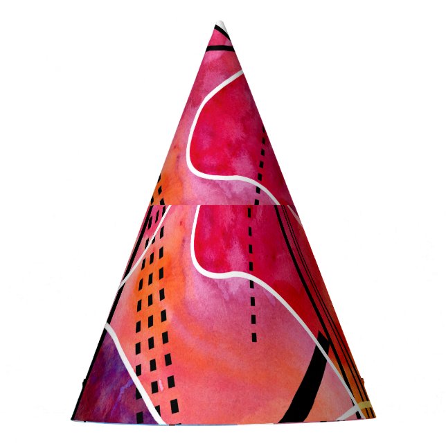 Chapéu De Festa Padrão Branco Preto abstrato Watercolor (Frente)