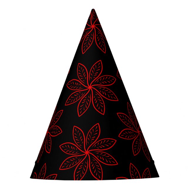 Chapéu De Festa Padrão Carmesim no Preto  (Frente)