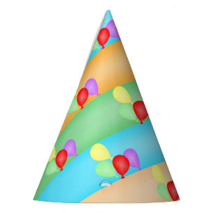 Chapéu De Festa Padrão Colorido de Balões de Aniversário
