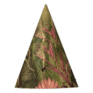 Chapéu De Festa Padrão de Aquarela das Folhas Tropicais