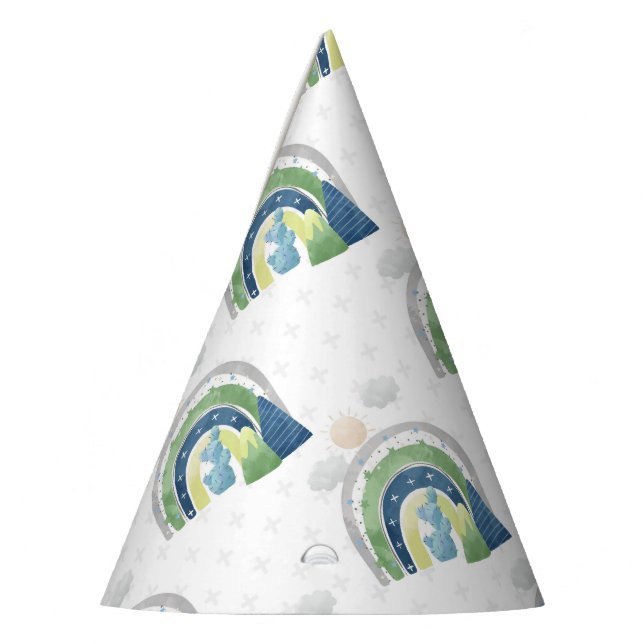 Chapéu De Festa Padrão de Arco-íris em Aquarela (Esquerda)