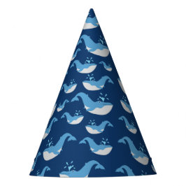 Chapéu De Festa Padrão de Baleia do Oceano Azul Profundo