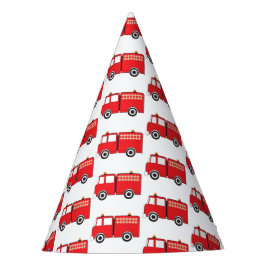 Chapéu De Festa Padrão de Caminhão de Fogo Vermelho