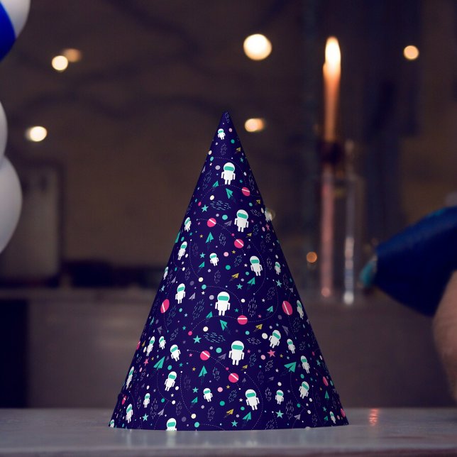 Chapéu De Festa Padrão de Cartoon do Astronauta Espacial (planet astronaut Paper party hat, Kids,adults,party birthday hat,Baby Shower,wedding,celebration hat)