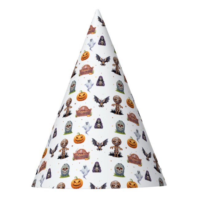 Chapéu De Festa Padrão de Cemitério de Halloween (Frente)