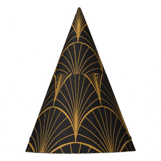 Chapéu De Festa Padrão de Círculos Geométricos Art Déco