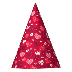 Chapéu De Festa Padrão de corações de São Valentim vermelhos e bra