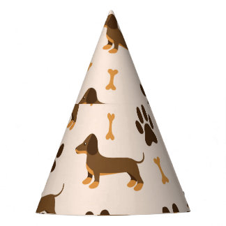 Chapéu De Festa Padrão de Dachshund: Impressão de Vintage