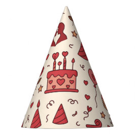 Chapéu De Festa Padrão de Doodle de Celebração Romântica