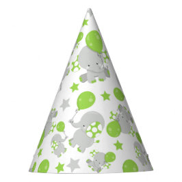 Chapéu De Festa Padrão De Elefantes, Elefantes Bonitos - Cinzas Ve