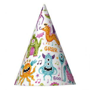 Chapéu De Festa Padrão de Festa de aniversário dos Monstros Bonito