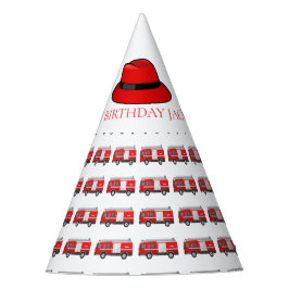 Chapéu De Festa Padrão de Festa do Caminhão de Bombeiros Vermelho