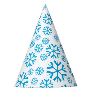 Chapéu De Festa Padrão de Flocos de Neve Azul