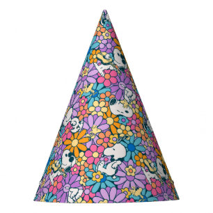 Chapéu De Festa Padrão de Flor de Esnoopia e Woodstock