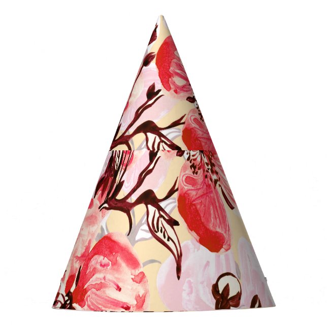 Chapéu De Festa Padrão de Flores de Mola U (Frente)