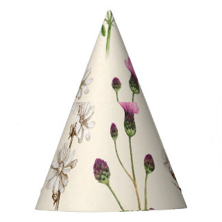 Chapéu De Festa Padrão de flores silvestres de aquarela.