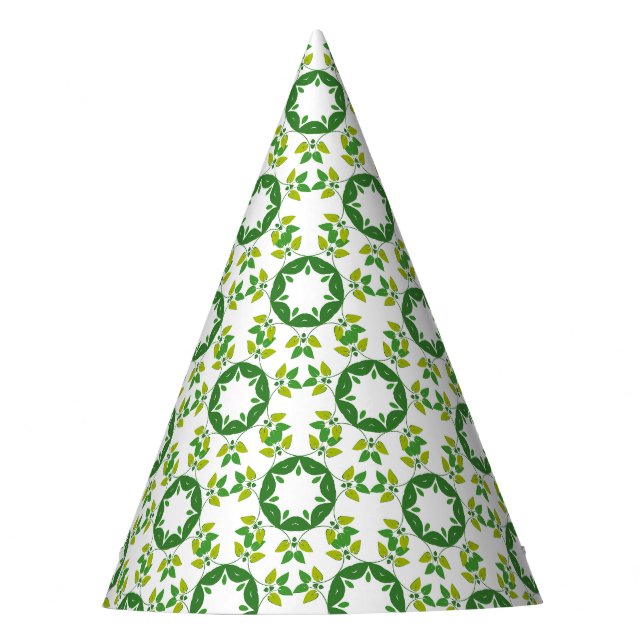 Chapéu De Festa Padrão De Folha, Padrão De Folhas, Folhas Verdes (Frente)