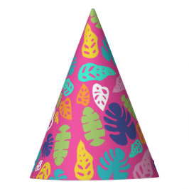 Chapéu De Festa Padrão de Folhas Tropicais de Verão Brilhantes
