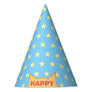 Chapéu De Festa Padrão de Gato Feliz & Estrela