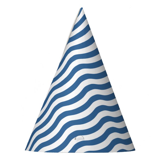 Chapéu De Festa Padrão de Marinho de Onda Azul Branco Personalizar (Esquerda)