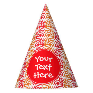 Chapéu De Festa Padrão de Mod Vermelho e Laranja Personalizado