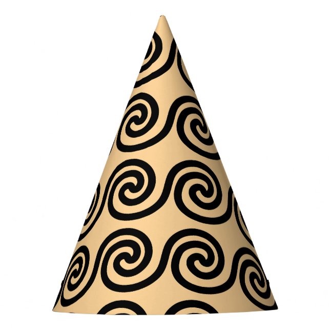 Chapéu De Festa Padrão de Ondas da Chave Meandro Grega Marrom (Frente)