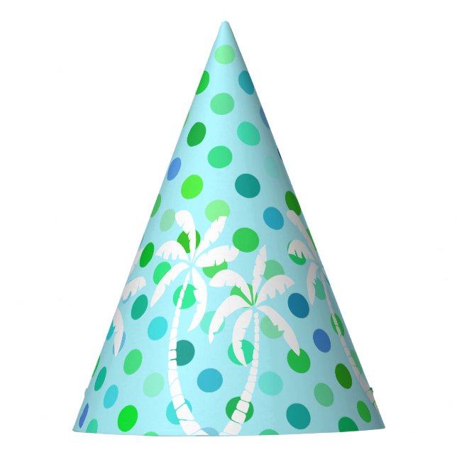 Chapéu De Festa Padrão de Polkadots Verde limão Azul Turquesa Aqua (Frente)