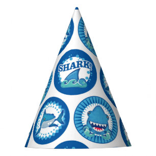 Chapéu De Festa Padrão de Tubarão Azul - Ataque a Tubarão-Boys