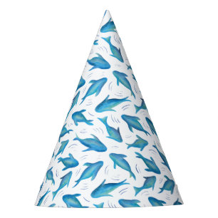 Chapéu De Festa Padrão de tubarão de peixe azul