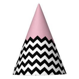 Chapéu De Festa Padrão de ziguezague preto e branco, Chevron, rosa