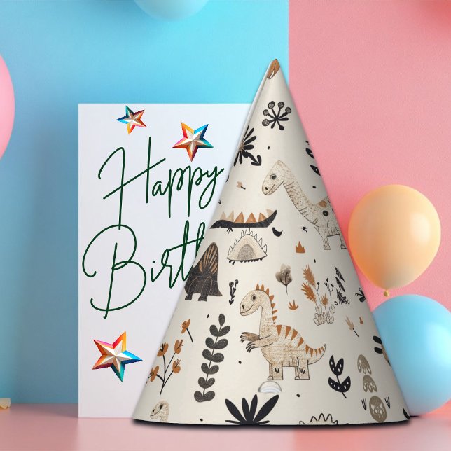 Chapéu De Festa Padrão do Dinossauro da Selva de Boho (Criador carregado)