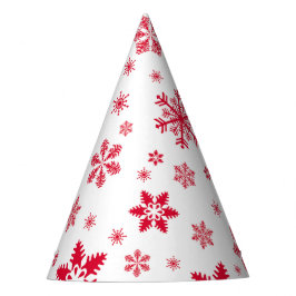 Chapéu De Festa Padrão do Floco de Neve, Flocos de Neve Vermelhos,