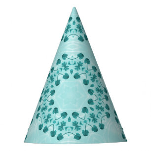 Chapéu De Festa Padrão Floral, Azul Teal