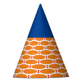 Chapéu De Festa Padrão Geométrico Azul Cor - de - laranja Branco c
