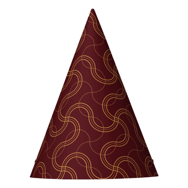 Chapéu De Festa Padrão Red Luxurious Wavy Stripes (Frente)