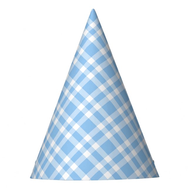 Chapéu De Festa Padrão Xadrez Azul Branco (Frente)