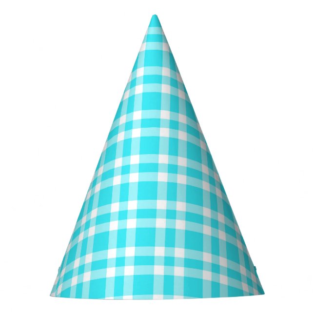 Chapéu De Festa Padrão Xadrez Azul Branco (Frente)