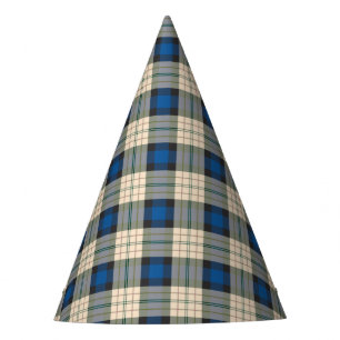 Chapéu De Festa Padrão xadrez de Tartan - bege azul tradicional