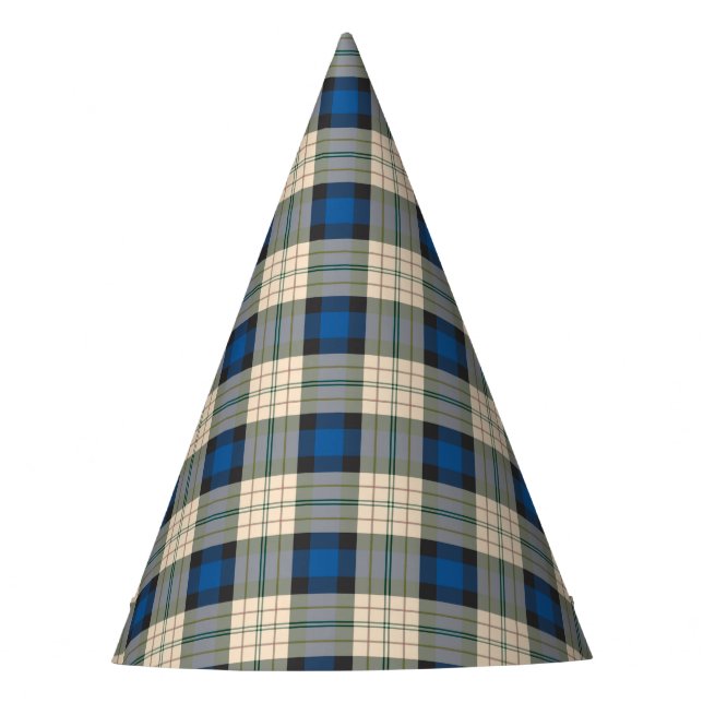Chapéu De Festa Padrão xadrez de Tartan - bege azul tradicional (Frente)