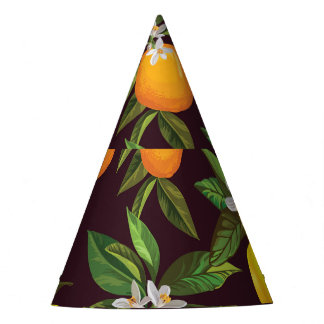 Chapéu De Festa Padrões De Citros, Laranjas De Limões Vintage.