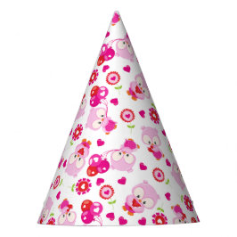 Chapéu De Festa Padrões De Corujas, Corujas Frescas, Corujas Rosa,